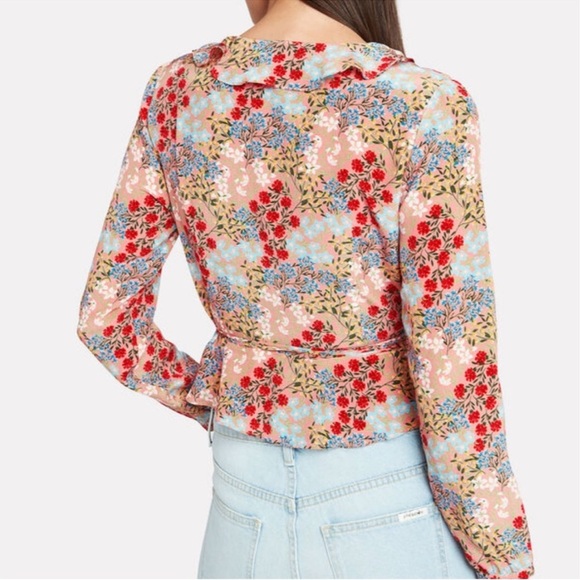 INTERMIX Silk printed Floral Ruffle Blouse Top Tie Front V-Neck Boho size 2 - Picture 16 of 16